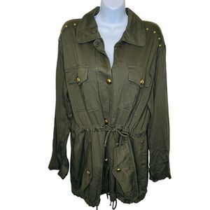 NWT Michael Kors Utility Military Style Olive Green Jacket Style QU82B5WAUP L